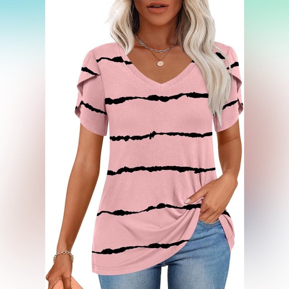 Cathy Pink and Black Women's Blouse - Picture 1 of 11